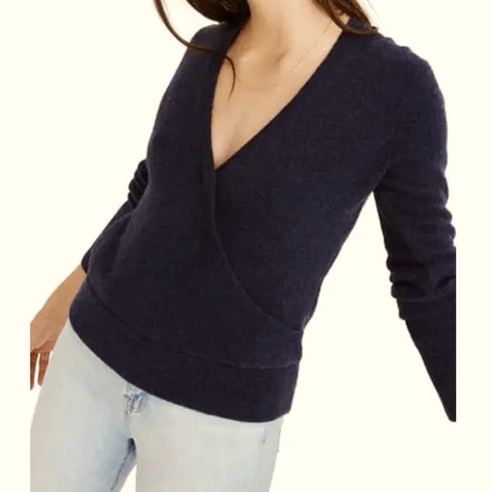 Madewell Wool and Alpaca Blend Faux Wrap Sweater